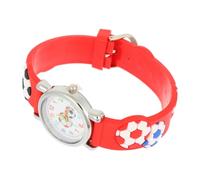 Garneck Reloj De Dibujos Animados Balón De Fútbol para Niños Deporte, Plástico y Acero Inoxidable, Diseño 3D, Color Rojo, Unisex, Uso Diario y Obsequio De Cumpleaños