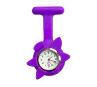 Garneck Reloj de Doctor y Enfermera, Reloj de Bolsillo Colgante Forma de Girasol, Silicona y Vidrio, Púrpura, Fácil de Leer, para Médico y Enfermera