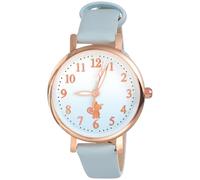 Garneck Reloj Luminoso de Cuarzo para Niñas Manecillas Fosforescentes, Correa Azul Ajustable y Esfera Letras, Reloj Analógico Infantil para Aprender la Hora, Resistente a Golpes, Adecuado