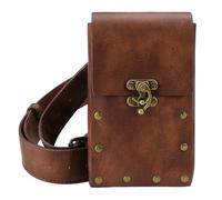 Garneck Riñonera Pequeña de Cuero Retro Estilo Punk Color Marrón Vintage Correa Ajustable para Deportes Viajes y Uso al Aire Libre Bolso de Cintura Ligero y Funcional