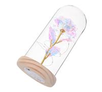 Garneck Rosa Artificial Eterna con Luz LED Blanca y Cubierta de Vidrio Decorativa para San Valentín Adorno Floral para Hogar y Oficina Obsequio Especial para Chica en Navidad y