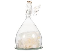 Garneck Rosa Preservada Adorno Elegante con Cúpula de y Estatua de Ángel en Día de San Valentín, Material Sintético Blanco para Romántica para Cualquier Ocasión