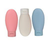 Garneck Set de 3 Frascos Portátiles de Silicona Rellenables de 60 Ml para Cosméticos Botellas de Viaje Anti-Fugas para Champú Loción y Gel de Ducha Envases Ligeros y Fáciles de Limpiar