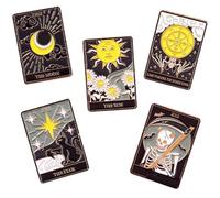 Garneck Set de 5 Pins de Metal Temática de Tarot y Rueda Muerte para Decoración de Sombreros y Chaquetas Unisex