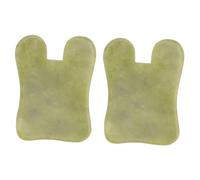 Garneck Tabla de Raspado de Jade Gua Sha Natural 2 Piezas 5.3x7.5 Cm Herramienta Masaje Facial Verde para Cuidado de Piel y Circulación Sanguínea