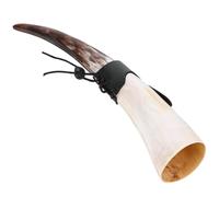 Garneck Taza de Cuerno de Buey Grande Capacidad Hecha a Mano en Cuero Beige para Beber Cerveza y Decoración con Diseño Retro y Estructura Simple