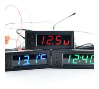 Garneck Termómetro Digital Reloj Digital Multifuncional para Coche con Pantalla Led Monitor de Temperatura de Voltaje Digital Azul