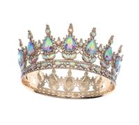 Garneck Tiaras de Novia Vintage Dorada Gemas de Imitación Ab Tiara Hueca para Bodas y Fiestas Accesorio Cabello Elegante para Novias y Damas de Honor Decoración para Eventos