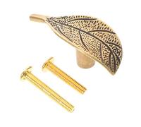 Garneck Tirador de Cajón de Latón Macizo con Forma de Hoja Acabado Envejecido Manija Ergonómica para Armarios y Gabinetes de Cocina Baño y Dormitorio Herraje Vintage Resistente y