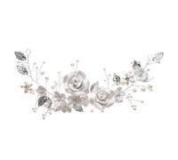 Garneck Tocado para Novia con Flores y Perlas en Plata, Diadema Elegante de Cobre y Arcilla Polimérica para Eventos Nocturnos y Fiestas