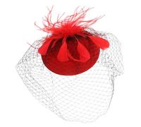 Garneck Tocado Vintage Para Mujer Estilo Retro Con Velo, Diadema Pastillero De Malla Roja, Accesorio Para Fiesta y Boda Elegante, Adecuado Para Eventos Sociales y Carnavales