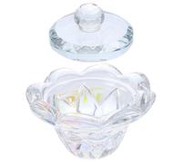 Garneck Vaso para Líquido de Uñas Acrílicas Grande con Tapa de Flor Iridiscente Recipiente de Cristal para Polvo y Decoración de Uñas Herramienta Portátil para Manicura Profesional