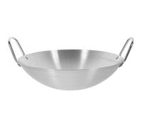 Garneck Wok de Acero Inoxidable 26 CM Fondo Redondo para Cocinas de Inducción, Adecuado para Barbacoas y Salteados en Casa, Sartén Grande Doble Asa y Gran Capacidad