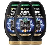 Garnier Acondicionador equilibrador, contra el cuero cabelludo graso rápido y las longitudes de cabello seco, con carbón activado y aceite de comino negro, 3 x 200 ml