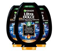Garnier Acondicionador nutritivo hidratante ultra lindo para cabello con piel grasa y longitudes secas, con carbón magnético y aceite de semilla negra vegana de Nigella, 97% de origen natural