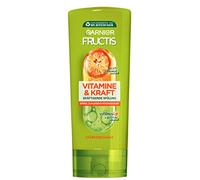 Garnier Acondicionador reafirmante para cabello fino y quebradizo, eficaz contra la pérdida de cabello, con vitamina C y naranja sanguina, vitaminas y fuerza Fructis, 250 ml