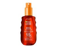 Garnier Ámbar Solar Ideal Bronce Aceite SPF15 Karité Bronceado 150ml | Manteca de karité, protección UVA UVB, bronceado óptimo, acabado satinado, no pegajoso, nutre, todo tipo de piel