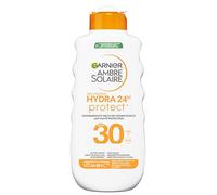 Garnier Ambre Solaire Hydra Protect+ - Leche de protección solar 24h SPF 30, protección contra rayos UVA y UVB, con vitamina C, 175 ml