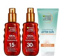 Garnier Ambre Solaire Ideal Bronze Protective Oil SPF15 & SPF30 with After Sun Tan Maintainer