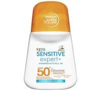 Garnier Ambre Solaire Kids Sensitive Expert+ Protección solar Roll-On UPF 50+ - Protector solar para niños y bebés, impermeable, resistente a la arena y con protección de ceramida, tamaño de bolsillo