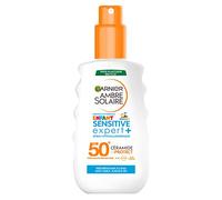 Garnier Ambre Solaire Sensitive Expert+ - Spray solar, hipoalergénico, para niños, muy alta protección, SPF 50+, no grasoso y antiadherente, impermeable, 150 ml