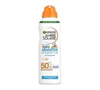 Garnier Ambre Solaire Kids Sensitive Expert+ - Spray solar SPF 50 para niños, resistente al agua y a la arena, 1 x 150 ml