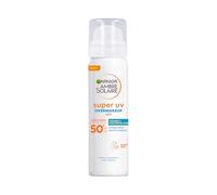 Garnier Ambre Solaire Over Makeup Super UV Protection Mist SPF50+ con ácido hialurónico y vitamina E, textura ligera, acabado invisible, no graso, hidrata la piel, 75 ml
