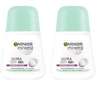 Garnier Antitranspirante, protección intensa contra el olor corporal y la humedad de las axilas, hasta 48 horas de efecto, mineral Ultradry, 1 x 50 ml (Paquete de 2)