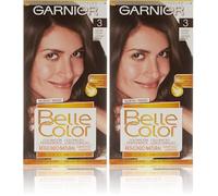 Garnier Belle Color Coloración de aspecto natural y cobertura completa de canas con aceite de jojoba y germen de trigo - Tono: Castaño Oscuro 3 (Paquete de 2)
