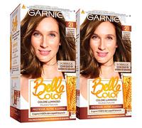 Garnier Belle Color Coloración Permanente Pelo 21 Castaño Claro Dorado Natural Tinte Acción Iluminadora Nutritiva Resultado Natural con Aceite de Germen de Trigo - 2 Paquetes