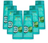 Garnier Champú clarificante contra la raíz del cabello graso y puntas secas, con agua de coco para cabello potente, Fructis Coco Water, 6 x 250 ml