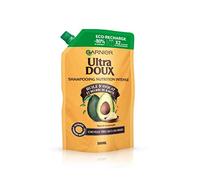 Garnier Champú de aceite de aguacate ultra suave y manteca de karité Eco-Intense Nutrition que nutre y suaviza para cabello muy seco y rizado, 500 ml