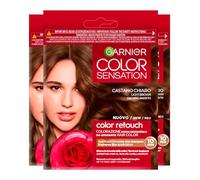 Garnier Color Sensation Color Champù Retouch 5.0 Castaño Claro Tinte Permanente para el Crecimiento del Cabello Cubre el 100% de las Canas Fácil Aplicación - 3 Tintes