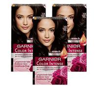 Garnier Coloración permanente en crema para un color intenso y duradero, cobertura 100% de canas, color intenso 3.0 marrón oscuro, 3 x 1 unidad