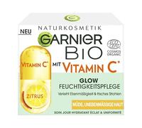 Garnier Crema de día con vitamina C para una tez radiante, hidratante reafirmante y tonificante contra la piel cansada e irregular, Bio Glow, 50 ml