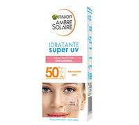 Garnier Crema facial hidratante Super UV para piel seca, SPF 50+ de rápida absorción con glicerina, Ambre Solaire 50 ml