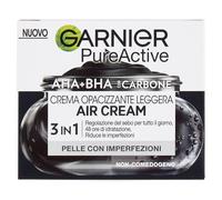 Garnier Crema matificante 3 en 1 para pieles grasas e imperfectas, hidratante y control de sebo, enriquecida con AHA, BHA y carbón, Pure Active Air Cream, 50 ml