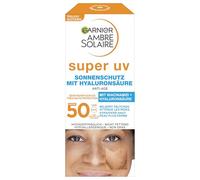 Garnier Crema solar antienvejecimiento SPF 50 con hialurónico y vitamina B antiarrugas y sequedad, Ambre Solaire 1 x 50 ml