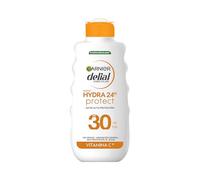 Garnier Delial Adultos Crema Solar Leche Solar Hidratante 24H FPS30, 200ml | Textura Ultraligera, Acabado no Graso, Hidratación 24H, Vitamina E, Glicerina, Manteca de Karité, Delial Hydra 24H