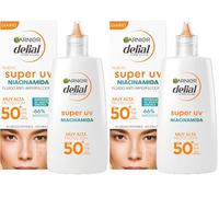 GARNIER DELIAL Crema Facial Fluida Uso Diário Muy Alta Protección Solar FPS50+ AntiImperfecciones Con Niacinamida, Fórmula No Comedogénica 40 ml (Paquete de 2)