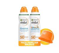 Garnier Delial Edición Limitada Pack Brumas con Regalo: Bruma Solar Adulto Muy Alta Protección FPS 50+ 150 ml + Bruma Solar Niño Muy Alta Protección FPS 50+ 150 ml + Gorro Delial de Regalo