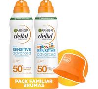 Garnier Delial Pack Bruma Solar Adulto + Niño + Regalo Gorro FPS50+, 3 Pack | Textura no Pegajosa, Protección UVA y UVB, Ceramidas, Fórmula Hipoalergénica, Testado Pediátricamente, Delial Hydra 24H