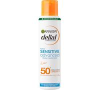 Garnier Delial Sensitive Advanced Bruma Protectora Solar Muy Alta Protección FPS 50+. Para pieles claras, sensibles e intolerantes al sol. Resistente al agua. 0% graso, 0% pegajoso. 150 ml