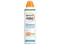 Garnier Delial Sensitive Advanced Bruma Protectora Solar Muy Alta Protección FPS 50+. Para pieles claras, sensibles e intolerantes al sol. Resistente al agua. 0% graso, 0% pegajoso. 150 ml