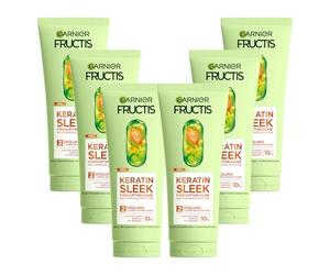 Garnier Fructis - Acondicionador de queratina con aceite de argán y complejo de queratina para cabello seco y propenso al encrespamiento, 6 x 200 ml