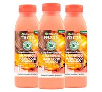 Garnier Fructis Hair Food Champú Piña Longitudes Luminosas para Cabello Largo y Apagado Acción Desenredante Limpia Nutre Hidrata - 3 Botellas de 350ml