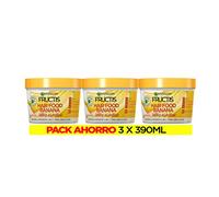 Garnier Fructis Hair Food Mascarilla 3 en 1 Banana Nutritiva, indicada para Pelo Seco - Pack de 3 unidades x 390 ml