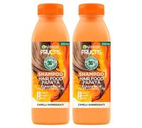 Garnier Fructis Hair Food Papaya - Champú reparador para cabellos dañados, fórmula vegana y purificadora con ingredientes 96% de origen natural - 2 botellas de 350 ml
