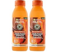 Garnier Fructis Hair Food Papaya Reparadora, Champú para cabello dañado, 96% de ingredientes de origen natural, sin silicona, 350 ml (Paquete de 2)