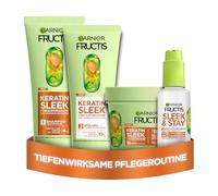 Garnier Fructis - Set de cuidado de queratina Sl on champú, acondicionador, máscara y suero, con aceite de argán y queratina-sl omplejo para cabello seco y propenso al encrespamiento